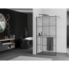 Mexen Kioto+ Duschwand mit Ablage Walk-in 100 x 200 cm, schwarzes Gitter, gebürstetes Gun Gray - 800-100-121-66-77