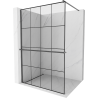 Mexen Kioto+ Duschwand mit Regal Walk-in 130 x 200 cm, schwarze Gitter, gebürstetes Gun Gray - 800-130-121-66-77