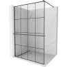 Mexen Kioto+ Duschwand mit Regal Walk-in 140 x 200 cm, schwarzes Gitter, Gun Metal - 800-140-121-95-77