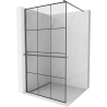 Mexen Kioto+ Duschwand mit Ablage Walk-In 100 x 200 cm, schwarzes Gitter, Gun Metal - 800-100-121-95-77