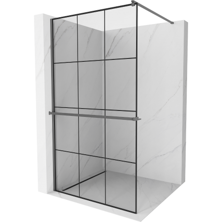 Mexen Kioto+ Duschwand mit Ablage Walk-in 120 x 200 cm, schwarz kariert, Gunmetal - 800-120-121-95-77
