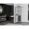 Mexen Kioto+ Duschwand mit Regal Walk-in 90 x 200 cm, schwarzes Gitter, Gun Metal - 800-090-121-95-77