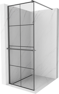 Mexen Kioto+ Duschwand mit Regal Walk-in 90 x 200 cm, schwarzes Gitter, Gun Metal - 800-090-121-95-77