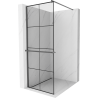 Mexen Kioto+ Duschwand mit Ablage Walk-in 80 x 200 cm, schwarzes Gitter, Gun Metal - 800-080-121-95-77