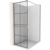 Mexen Kioto+ Duschwand mit Ablage Walk-in 80 x 200 cm, schwarzes Gitter, gebürstetes Kupfer - 800-080-121-65-77