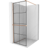 Mexen Kioto+ Duschwand mit Ablage Walk-in 70 x 200 cm, schwarzes Gitter, gebürstetes Kupfer - 800-070-121-65-77