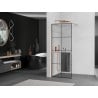 Mexen Kioto+ Duschwand mit Ablage Walk-in 70 x 200 cm, schwarzes Gitter, gebürstetes Kupfer - 800-070-121-65-77