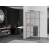 Mexen Kioto+ Duschwand mit Regal Walk-in 120 x 200 cm, schwarzes Gitter, gebürstetes Kupfer - 800-120-121-65-77