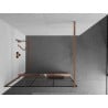 Mexen Kioto+ Duschwand mit Ablage Walk-in 110 x 200 cm, schwarzes Gitter, gebürstetes Kupfer - 800-110-121-65-77