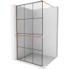 Mexen Kioto+ Duschwand mit Ablage Walk-in 100 x 200 cm, schwarzes Gitter, gebürstetes Kupfer - 800-100-121-65-77