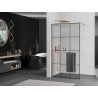 Mexen Kioto+ Duschwand mit Ablage Walk-in 100 x 200 cm, schwarzes Gitter, gebürstetes Kupfer - 800-100-121-65-77