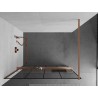 Mexen Kioto+ Duschrückwand mit Regal Walk-in 130 x 200 cm, schwarzes Karomuster, gebürstetes Kupfer - 800-130-121-65-77