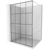 Mexen Kioto+ Duschwand mit Regal Walk-in 130 x 200 cm, schwarzes Gitter, gebürstetes Nickel - 800-130-121-97-77
