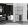 Mexen Kioto+ Duschwand mit Ablage Walk-in 110 x 200 cm, schwarzes Raster, gebürsteter Nickel - 800-110-121-97-77
