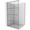 Mexen Kioto+ Duschwand mit Ablage Walk-in 100 x 200 cm, schwarzes Gitter, gebürsteter Nickel - 800-100-121-97-77
