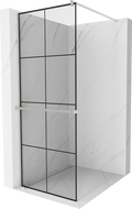 Mexen Kioto+ Duschwand mit Ablage Walk-in 90 x 200 cm, schwarzes Gitter, gebürstetes Nickel - 800-090-121-97-77
