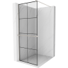 Mexen Kioto+ Duschwand mit Ablage Walk-in 80 x 200 cm, schwarzes Gitter, gebürsteter Nickel - 800-080-121-97-77