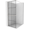 Mexen Kioto+ Duschwand mit Regal Walk-in 70 x 200 cm, schwarzes Gitter, gebürsteter Nickel - 800-070-121-97-77