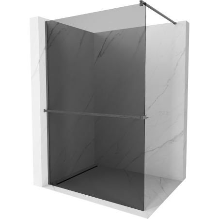Mexen Kioto+ Duschwand mit Ablage Walk-in 140 x 200 cm, grafit, gun gray gebürstet - 800-140-121-66-40