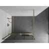 Mexen Kioto+ Duschwand mit Regal Walk-in 100 x 200 cm, schwarz kariert, gold gebürstet - 800-100-121-55-77