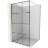 Mexen Kioto+ Duschwand mit Regal Walk-in 100 x 200 cm, schwarz kariert, gold gebürstet - 800-100-121-55-77