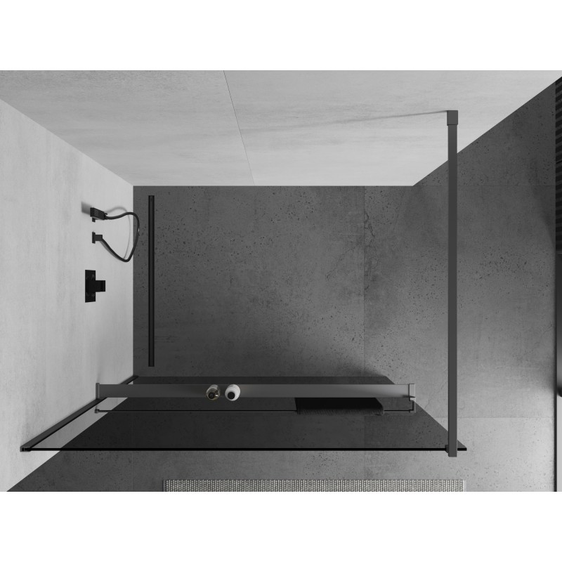 Mexen Kioto+ Duschwand mit Regal Walk-in 80 x 200 cm, Graphit, Gun Metal - 800-080-121-95-40