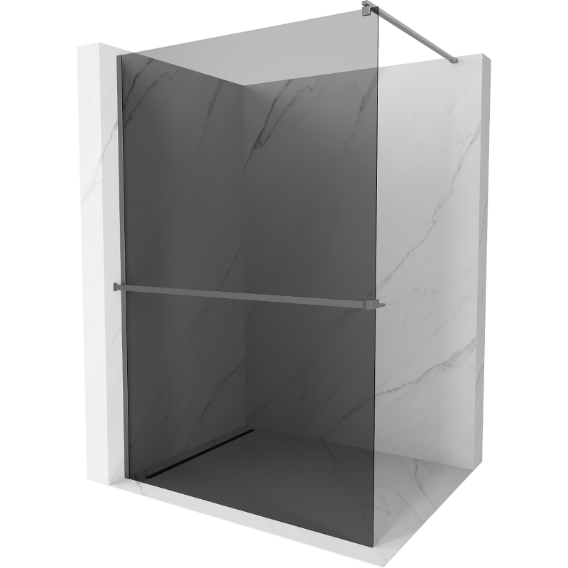 Mexen Kioto+ Duschwand mit Regal Walk-in 80 x 200 cm, Graphit, Gun Metal - 800-080-121-95-40