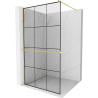 Mexen Kioto+ Duschwand mit Regal Walk-in 120 x 200 cm, schwarzes Gitter, gebürstetes Gold - 800-120-121-55-77