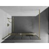 Mexen Kioto+ Duschwand mit Ablage Walk-in 130 x 200 cm, schwarzes Gitter, gebürstetes Gold - 800-130-121-55-77