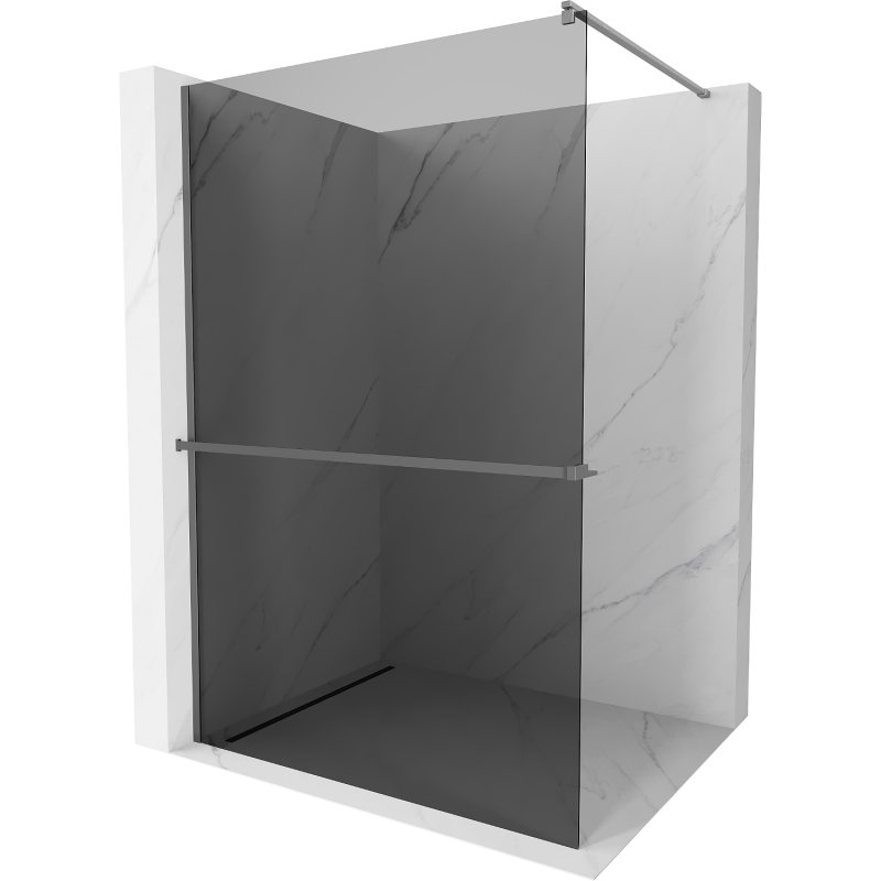 Mexen Kioto+ Duschwand mit Ablage Walk-in 120 x 200 cm, Grafit, Gun Metal - 800-120-121-95-40