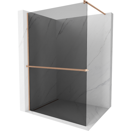 Mexen Kioto+ Duschwand mit Ablage Walk-in 100 x 200 cm, Graphit, gebürstetes Kupfer - 800-100-121-65-40