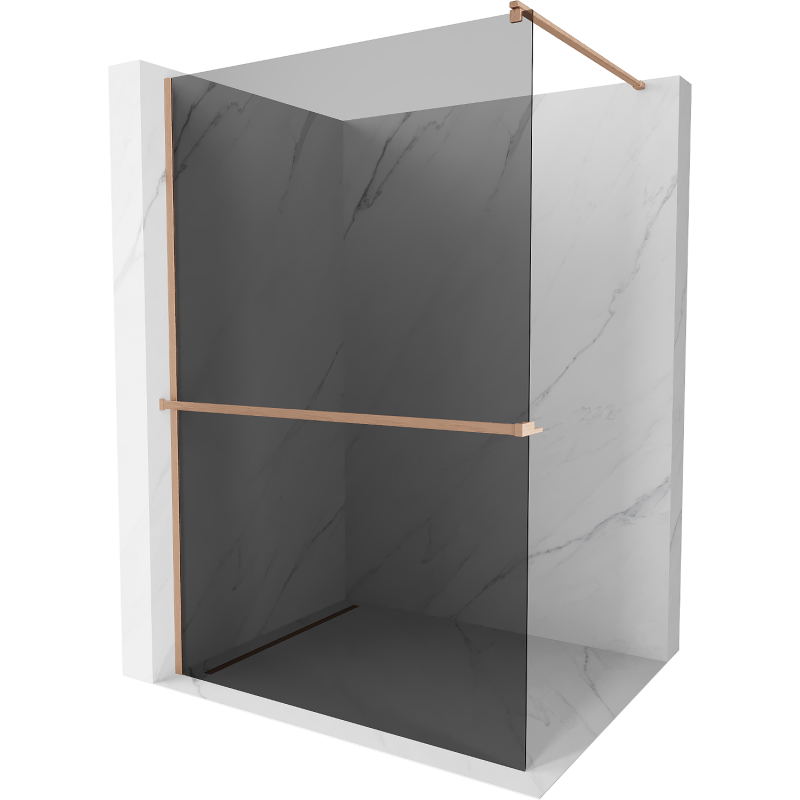 Mexen Kioto+ Duschwand mit Regal Walk-in 140 x 200 cm, graphit, gebürstetes Kupfer - 800-140-121-65-40