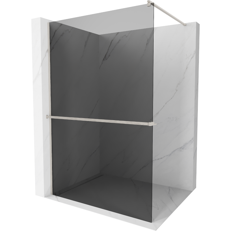 Mexen Kioto+ Duschwand mit Regal Walk-in 100 x 200 cm, Grafit, gebürsteter Nickel - 800-100-121-97-40