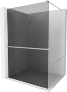 Mexen Kioto+ Duschwand mit Regal Walk-in 130 x 200 cm, graphit, gebürsteter Nickel - 800-130-121-97-40