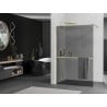 Mexen Kioto+ Duschwand mit Ablage Walk-in 70 x 200 cm, Graphit, gebürstetes Gold - 800-070-121-55-40