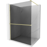 Mexen Kioto+ Duschwand mit Ablage Walk-in 70 x 200 cm, Graphit, gebürstetes Gold - 800-070-121-55-40