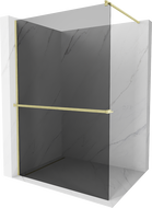 Mexen Kioto+ Duschwand mit Ablage Walk-in 70 x 200 cm, Graphit, gebürstetes Gold - 800-070-121-55-40