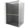 Mexen Kioto+ Duschwand mit Ablage Walk-in 100 x 200 cm, Graphit, gebürstetes Gold - 800-100-121-55-40