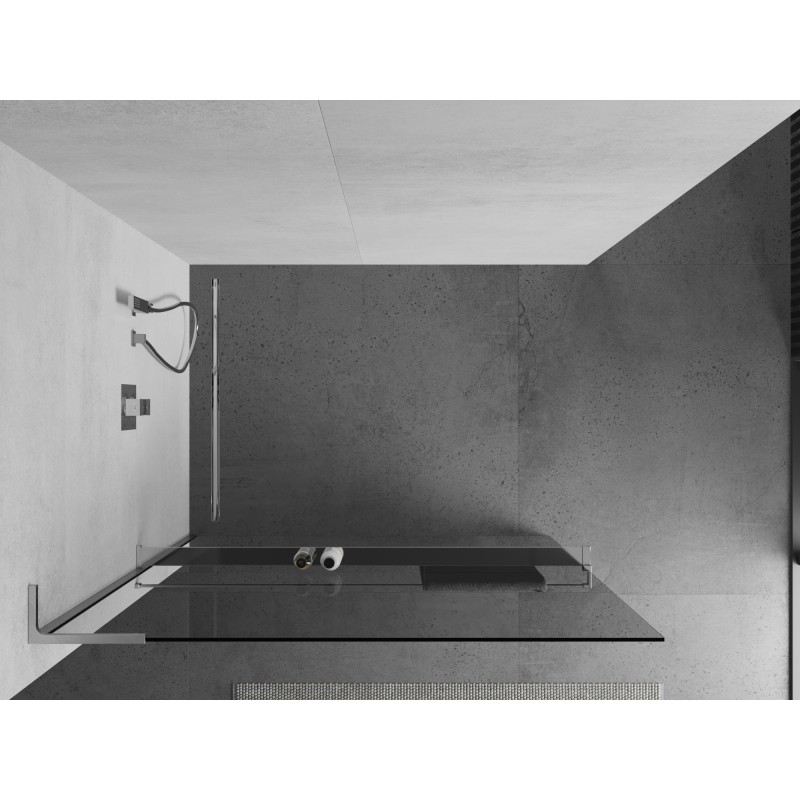 Mexen Kioto+ L Duschwand mit Ablage Walk-in 60 x 200 cm, transparent, Chrom - 800-060-123-01-00