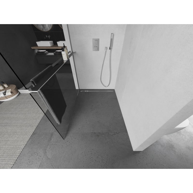 Mexen Kioto+ L Duschwand mit Regal Walk-in 70 x 200 cm, transparent, Chrom - 800-070-123-01-00