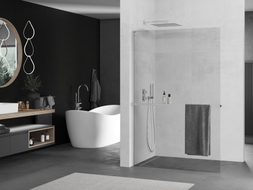 Mexen Kioto+ L Duschwand mit Ablage Walk-in 110 x 200 cm, transparent, chrom - 800-110-123-01-00