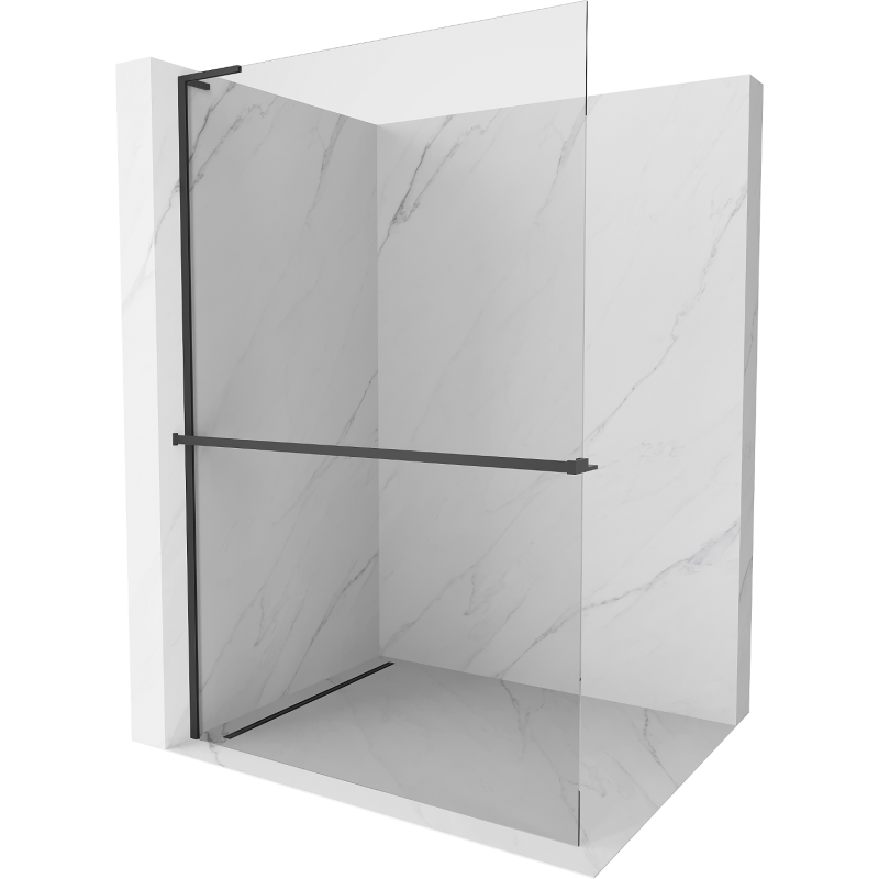 Mexen Kioto+ L Duschwand mit Ablage Walk-in 85 x 200 cm, transparent, schwarz - 800-085-123-70-00