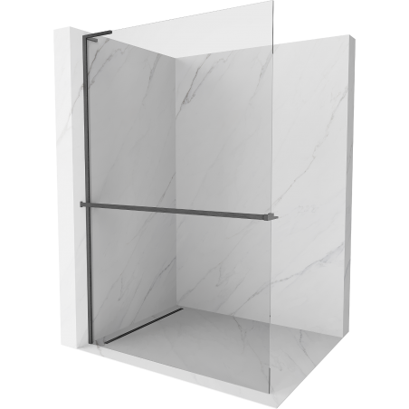 Mexen Kioto+ L Duschwand mit Ablage Walk-in 60 x 200 cm, transparent, gebürstet Gun Grau - 800-060-123-66-00