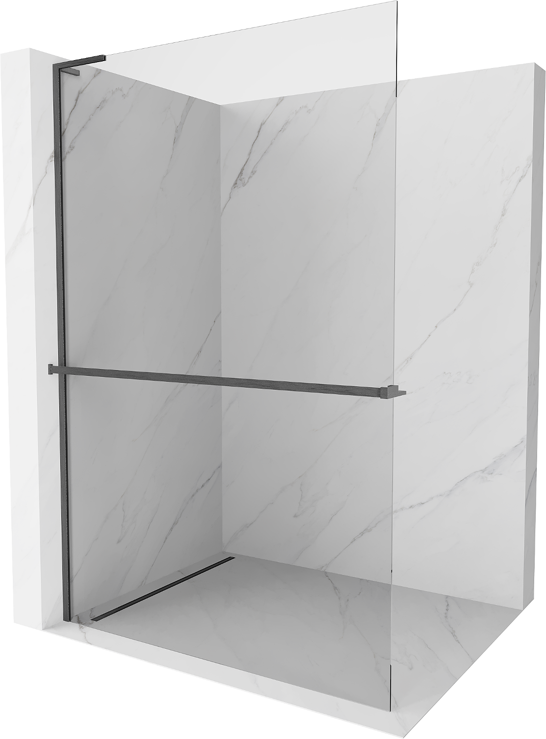 Mexen Kioto+ L Duschwand mit Regal Walk-in 70 x 200 cm, transparent, gunmetal gebürstet - 800-070-123-66-00