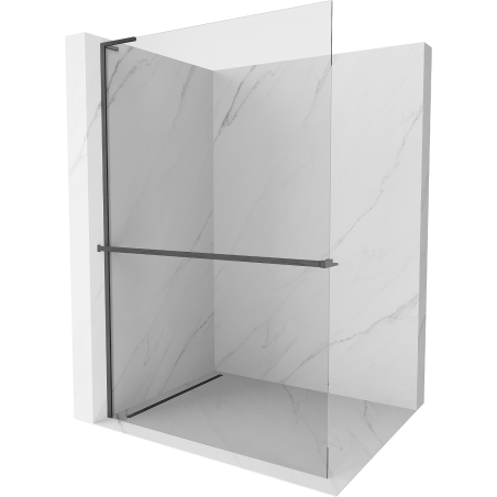 Mexen Kioto+ L Duschwand mit Ablage Walk-in 100 x 200 cm, transparent, gebürstet gun gray - 800-100-123-66-00