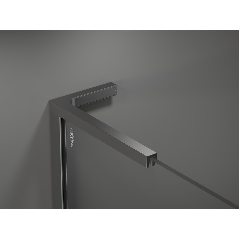 Mexen Kioto+ L Duschwand mit Ablage Walk-in 100 x 200 cm, transparent, Gun Metal - 800-100-123-95-00