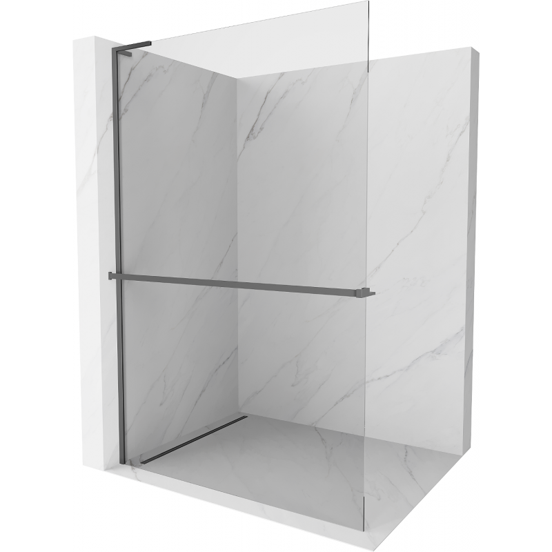 Mexen Kioto+ L Duschwand mit Regal Walk-in 60 x 200 cm, transparent, gun metal - 800-060-123-95-00