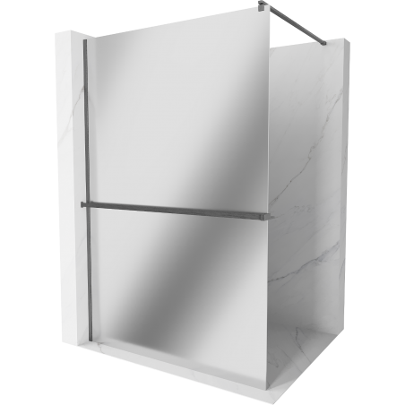 Mexen Kioto+ Duschwand mit Regal Walk-in 80 x 200 cm, Spiegel, gebürstetes Gun Gray - 800-080-121-66-50
