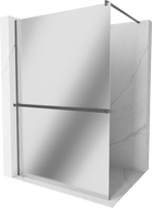 Mexen Kioto+ Duschwand mit Regal Walk-in 80 x 200 cm, Spiegel, gebürstetes Gun Gray - 800-080-121-66-50