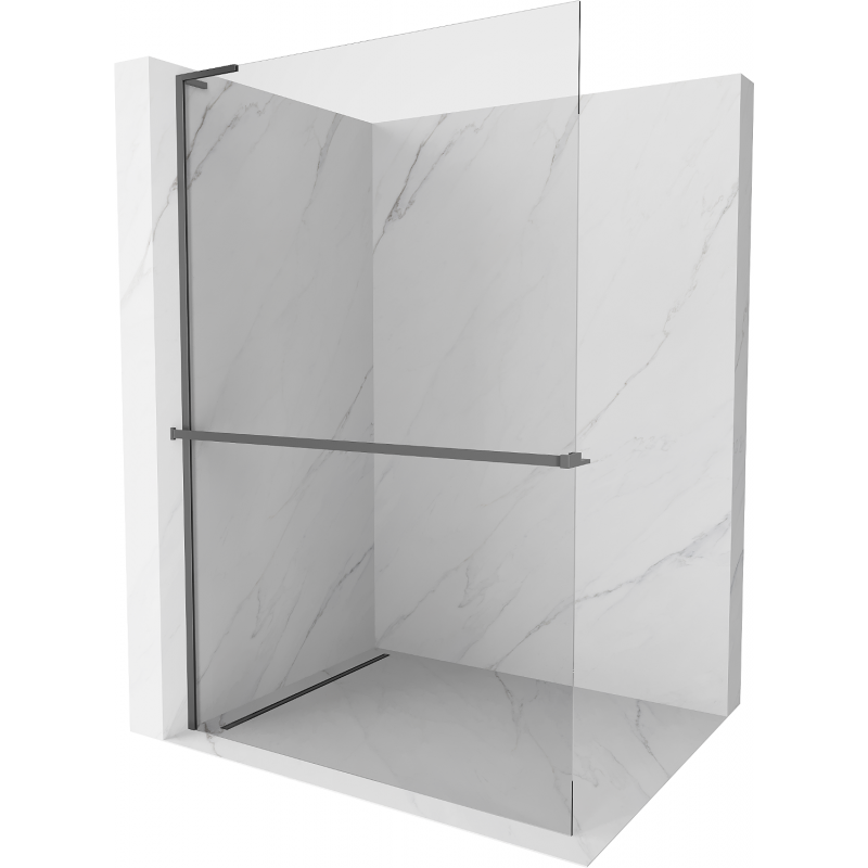 Mexen Kioto+ L Duschwand mit Regal Walk-in 50 x 200 cm, transparent, Gun Metal - 800-050-123-95-00